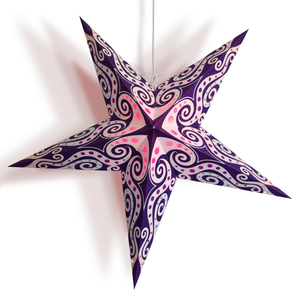 24" Purple Pink Mouri Paper Star Lantern, Hanging