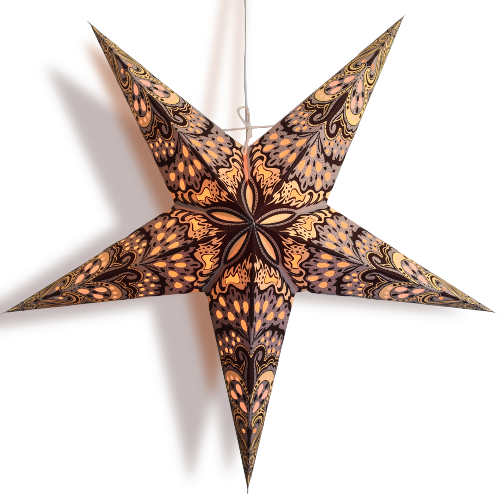 24" Mocha Rain Paper Star Lantern, Hanging Wedding & Party Decoration