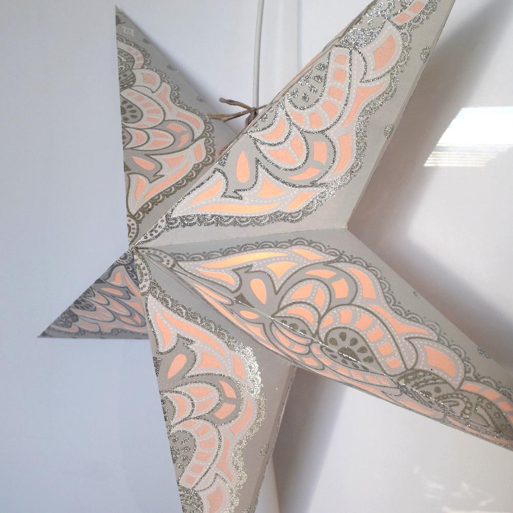 24" Beige Babylon Glitter Paper Star Lantern, Hanging Wedding & Party Decoration