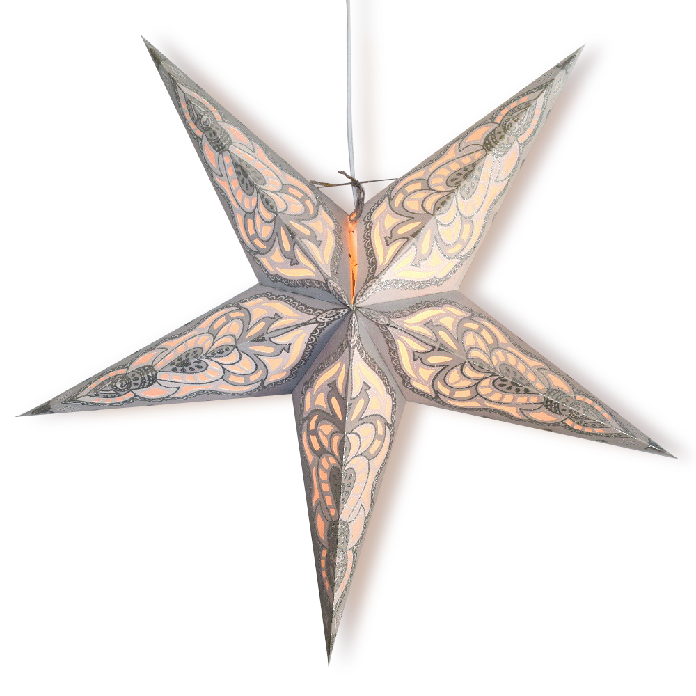 24" Beige Babylon Glitter Paper Star Lantern, Hanging Wedding & Party Decoration