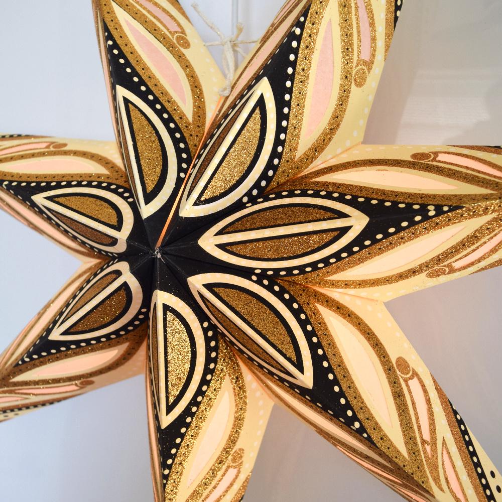 24" Latte Brown Koko Glitter Paper Star Lantern, Hanging Wedding & Party Decoration