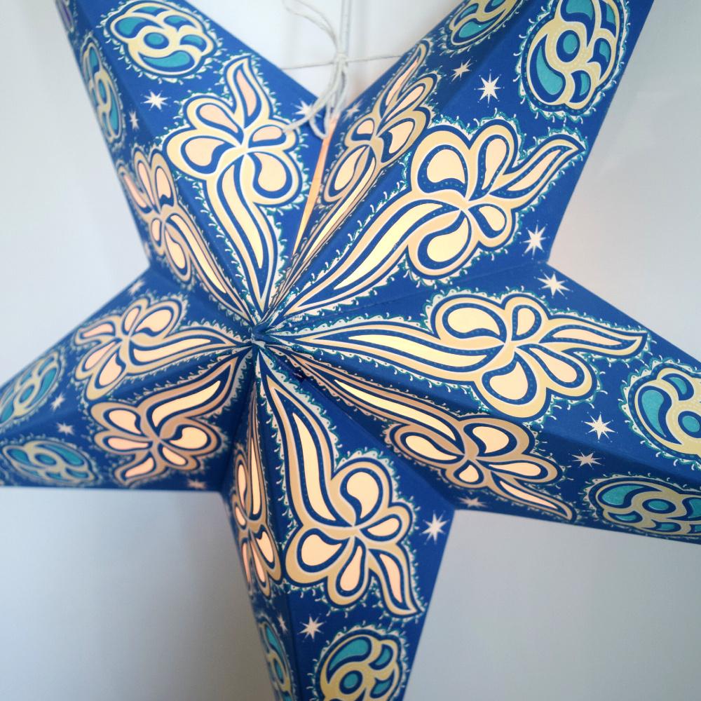 24" Blue Breeze Glitter Paper Star Lantern, Hanging Wedding & Party Decoration