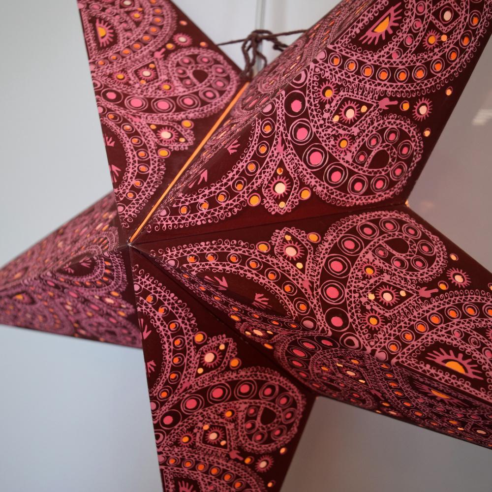 24" Burgandy Red Pink Venise Paper Star Lantern, Hanging Wedding & Party Decoration