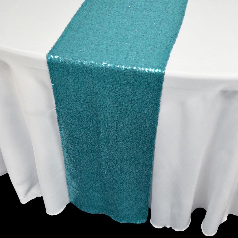 Turquoise Sequin Table Runner - 12 x 108 Inch (50 PACK) - AsianImportStore.com - B2B Wholesale Lighting and Décor