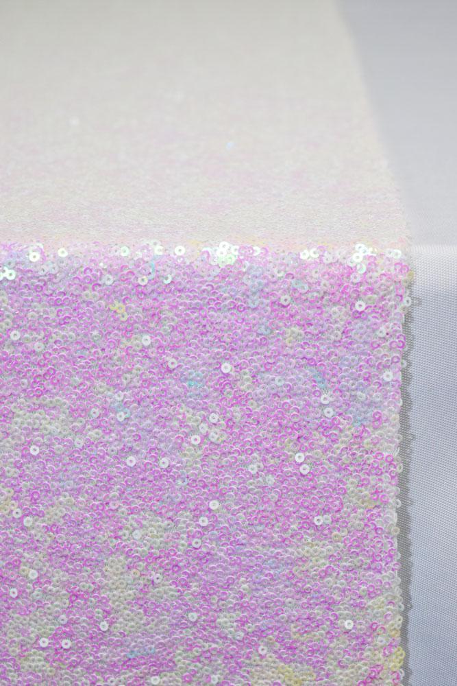  White and Pink Iridescent Sequin Table Runner - 12 x 108 Inch - AsianImportStore.com - B2B Wholesale Lighting and Decor