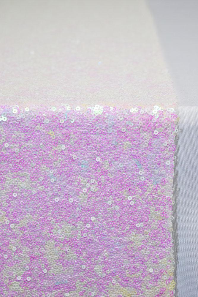 White and Pink Iridescent Sequin Table Runner - 12 x 108 Inch (50 PACK) - AsianImportStore.com - B2B Wholesale Lighting and Décor