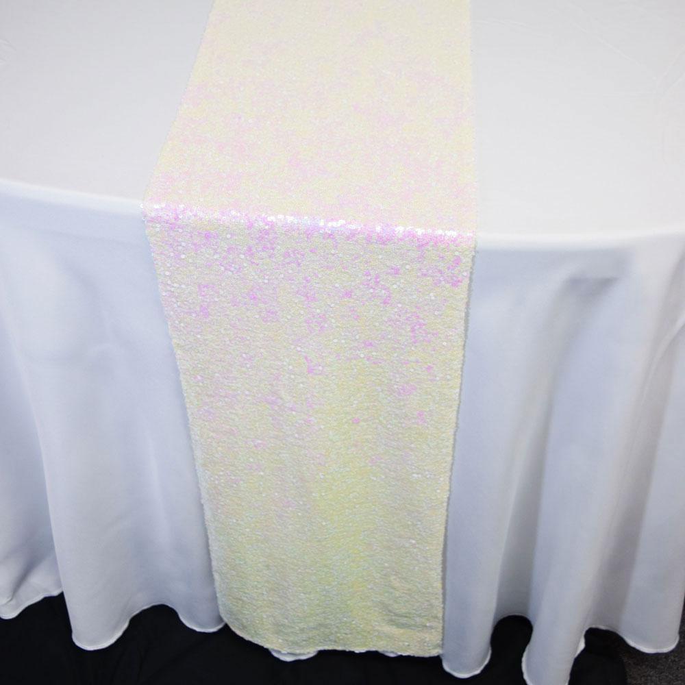 White and Pink Iridescent Sequin Table Runner - 12 x 108 Inch (50 PACK) - AsianImportStore.com - B2B Wholesale Lighting and Décor