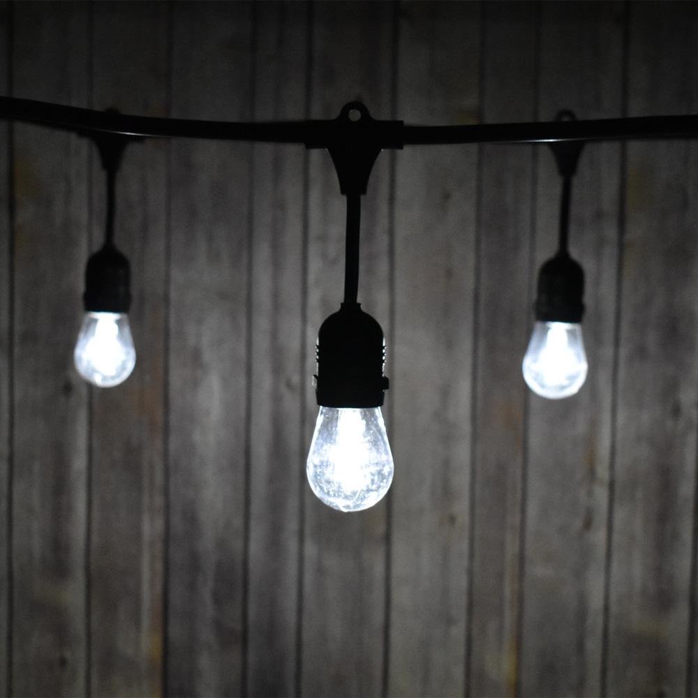 48-Foot Shatterproof S14 Cool White LED String Light Outdoor Commercial Weatherproof SJTW Suspended Cord Black, 15 Bulb, 10.5 Total Watts - AsianImportStore.com - B2B Wholesale Lighting and Decor