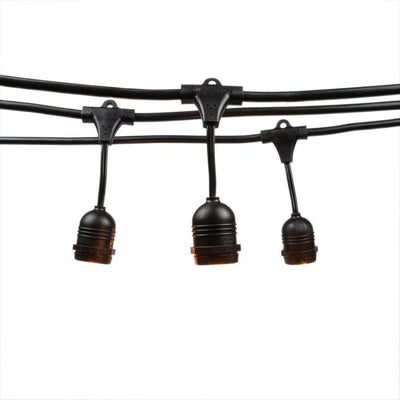 24 Suspended Socket Outdoor Commercial String Light Set, S14 Bulbs, 54 FT Black SJTW Cord w/ E26 Medium Base, Weatherproof - AsianImportStore.com - B2B Wholesale Lighting and Decor