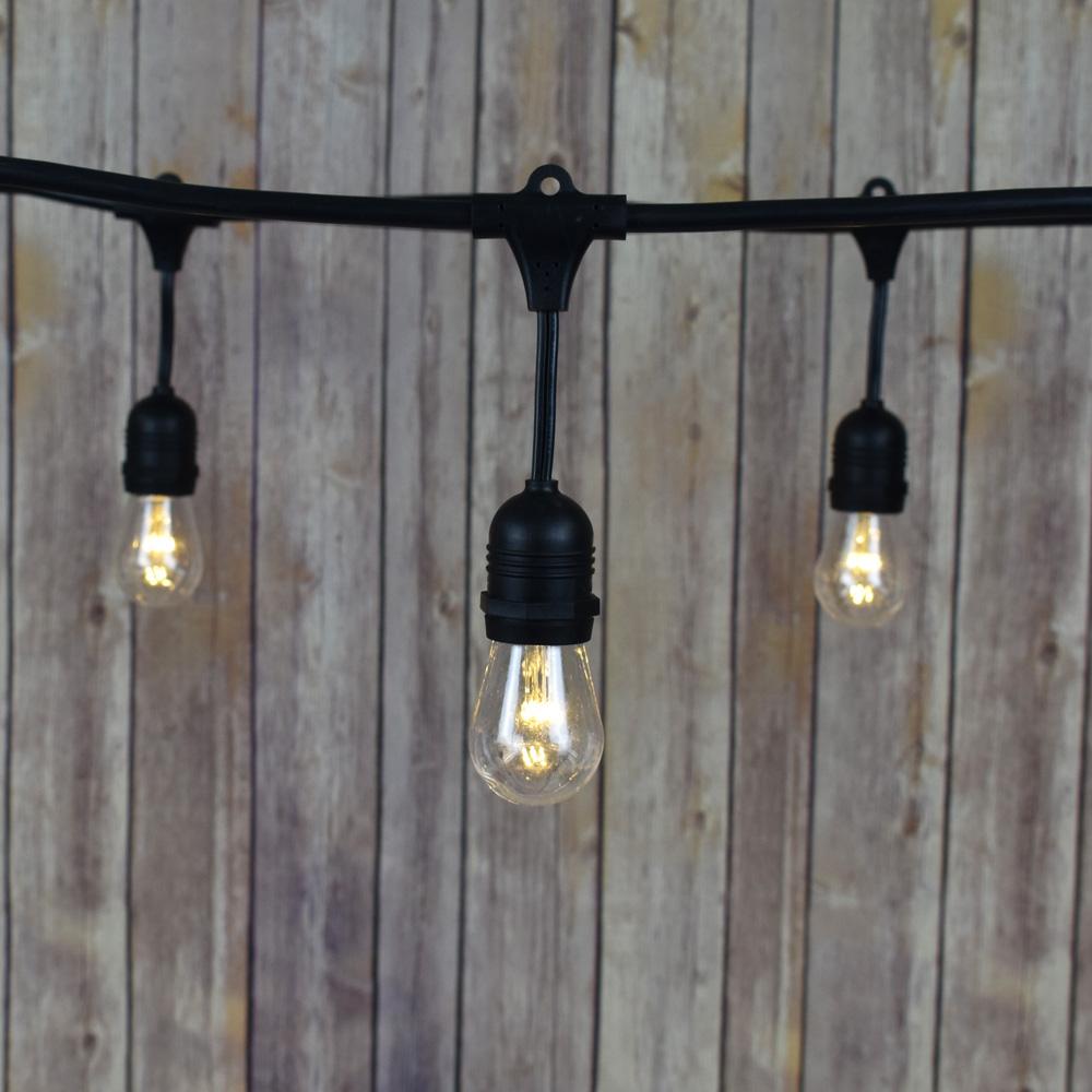 48-Foot Shatterproof S14 Warm White LED String Light Outdoor Commercial Weatherproof SJTW Suspended Cord Black, 15 Bulb, 10.5 Total Watts - AsianImportStore.com - B2B Wholesale Lighting and Decor