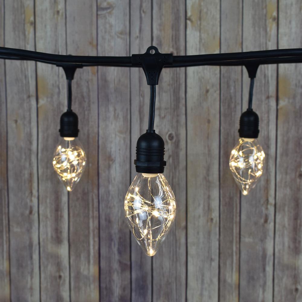  48-Foot Shatterproof TD70 LED String Light Outdoor Commercial Weatherproof SJTW Suspended Cord Black, 15 Bulb, 45 Total Watts - AsianImportStore.com - B2B Wholesale Lighting and Decor