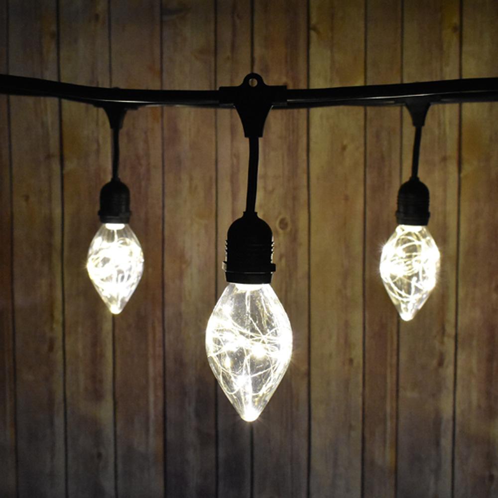  48-Foot Shatterproof TD70 LED String Light Outdoor Commercial Weatherproof SJTW Suspended Cord Black, 15 Bulb, 45 Total Watts, Grounded - AsianImportStore.com - B2B Wholesale Lighting and Decor