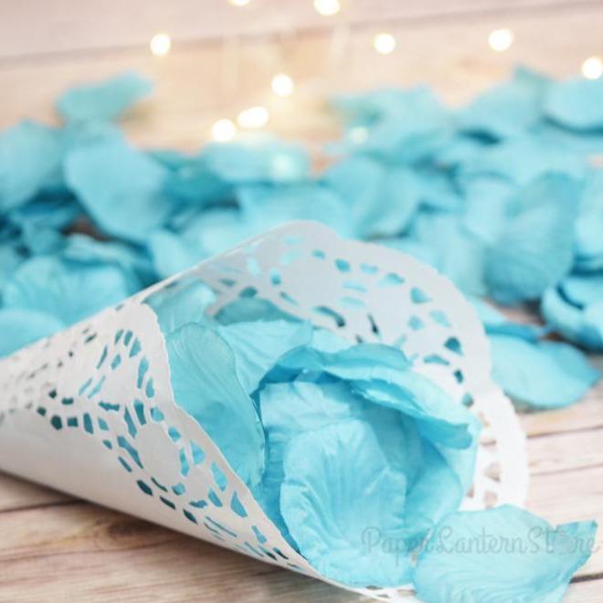 Turquoise Silk Rose Petals Confetti for Weddings in Bulk (100 PACK) - AsianImportStore.com - B2B Wholesale Lighting and Décor