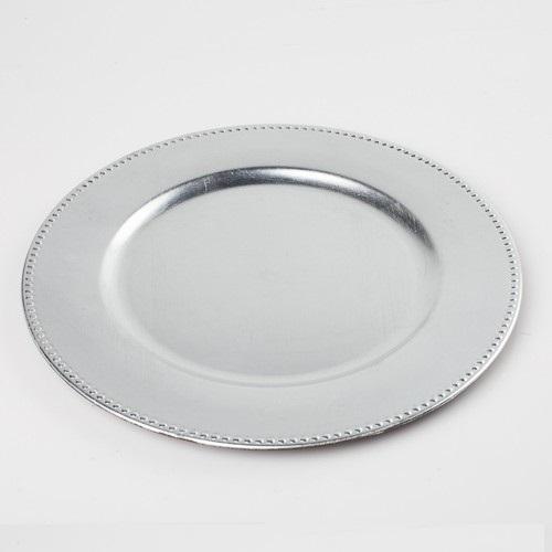  BULK PACK (6) | 13 Inch Silver Heavy Duty Wedding Charger Plate With Silver Beaded Rim - AsianImportStore.com - B2B Wholesale Lighting and Decor