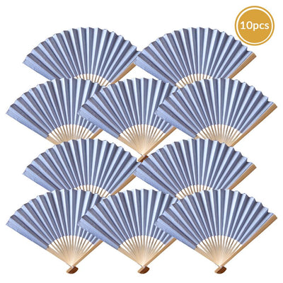 9" Silver Paper Hand Fans for Weddings, Premium Paper Stock (10 Pack) - AsianImportStore.com - B2B Wholesale Lighting and Decor