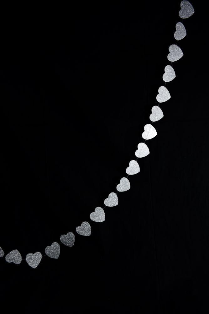 Silver Glitter Heart Shaped Paper Garland Banner (10FT) (100 PACK) - AsianImportStore.com - B2B Wholesale Lighting and Décor