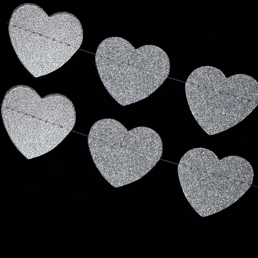 Silver Glitter Heart Shaped Paper Garland Banner (10FT) (100 PACK) - AsianImportStore.com - B2B Wholesale Lighting and Décor