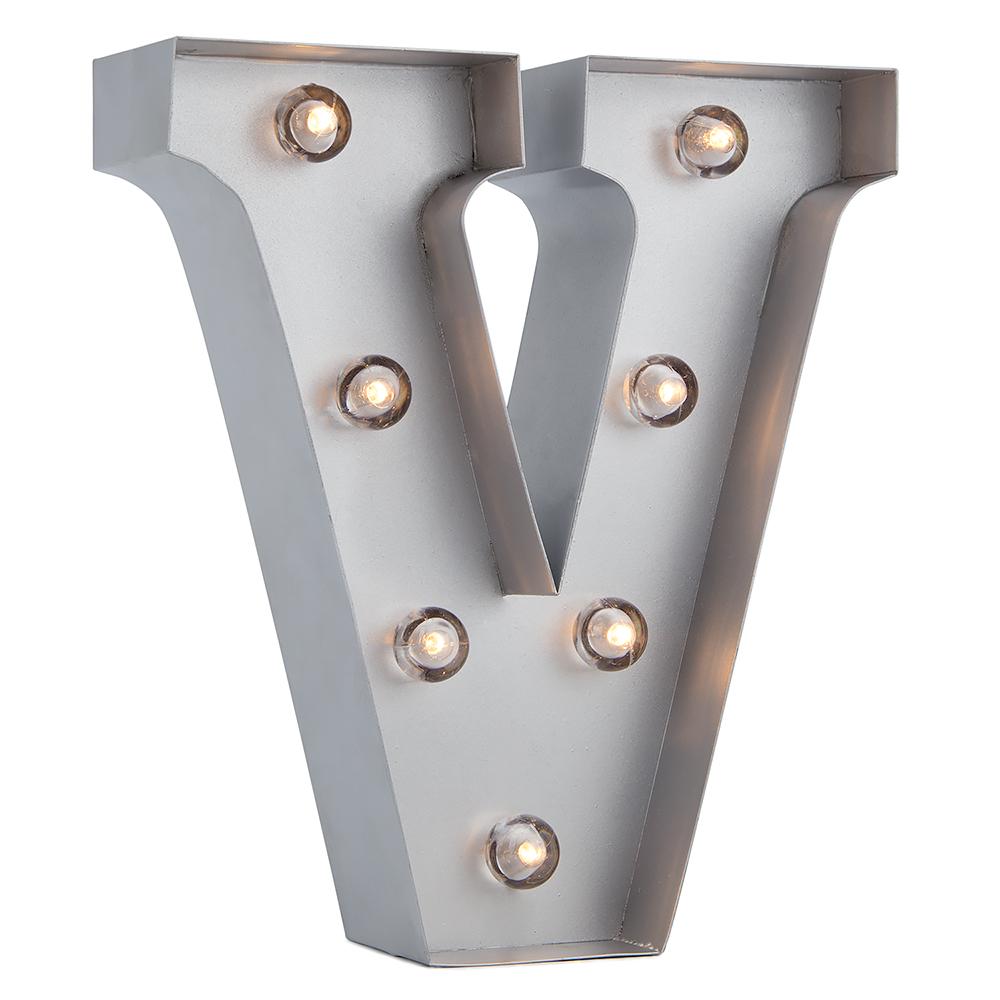 Silver Marquee Light Letter 'V' LED Metal Sign (8 Inch, Battery Operated w/ Timer) - AsianImportStore.com - B2B Wholesale Lighting and Decor