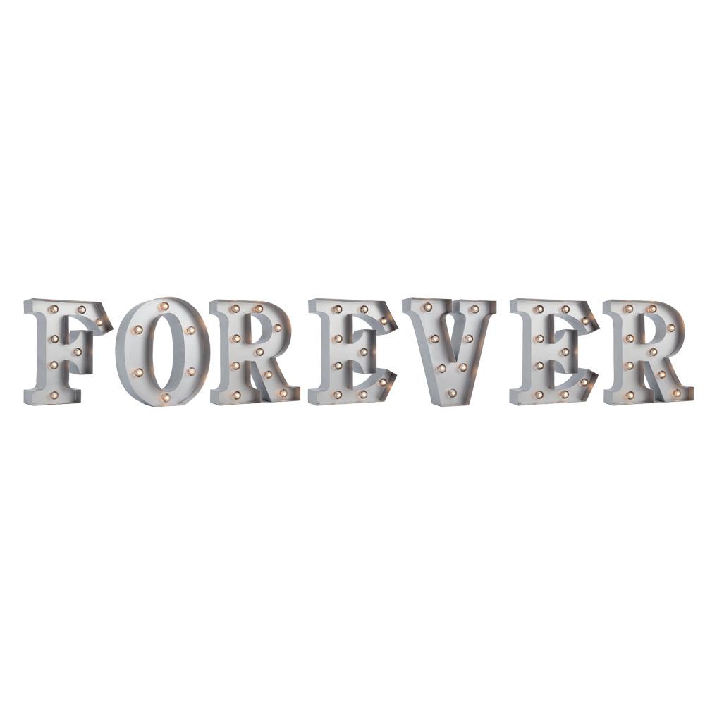  Silver Marquee Light Word 'Forever' LED Metal Sign (8 Inch, Battery Operated w/ Timer) - AsianImportStore.com - B2B Wholesale Lighting and Decor