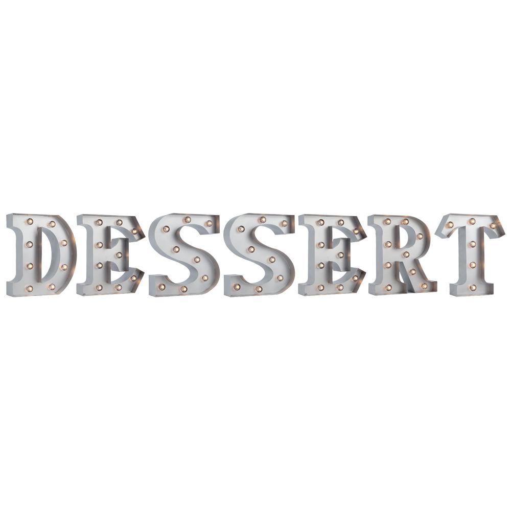  Silver Marquee Light 'DESSERT' LED Metal Sign (8 Inch, Battery Operated w/ Timer) - AsianImportStore.com - B2B Wholesale Lighting and Decor