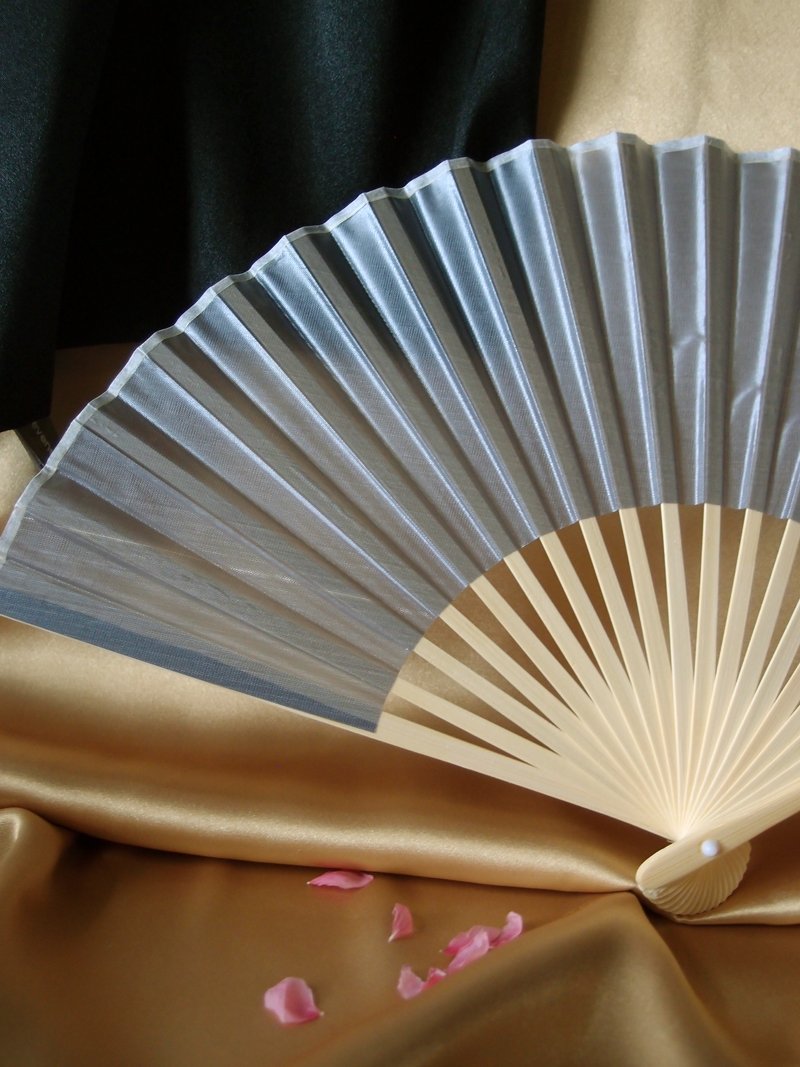 9" Silver Silk Hand Fans for Weddings (10 Pack) - AsianImportStore.com - B2B Wholesale Lighting and Decor