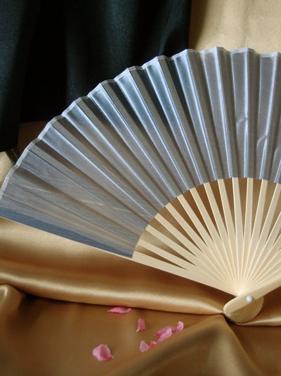 9" Silver Silk Hand Fans for Weddings (10 Pack) - AsianImportStore.com - B2B Wholesale Lighting and Decor
