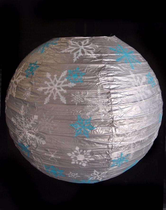 14" Silver Snowflake Christmas Holiday Paper Lantern - AsianImportStore.com - B2B Wholesale Lighting and Decor