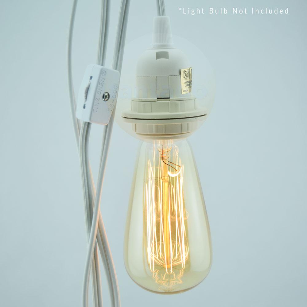 BULK PACK (10) Single Socket Pendant Light Cord Kits for Lanterns (15FT, UL Listed, Switch, White) - AsianImportStore.com - B2B Wholesale Lighting & Decor since 2002