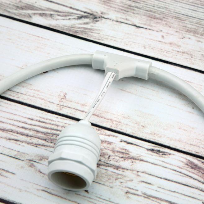  (Cord Only) 15 Suspended Socket SJTW Outdoor Commercial DIY String Light 48 FT White Cord w/ E26 Medium Base, Weatherproof - AsianImportStore.com - B2B Wholesale Lighting and Decor