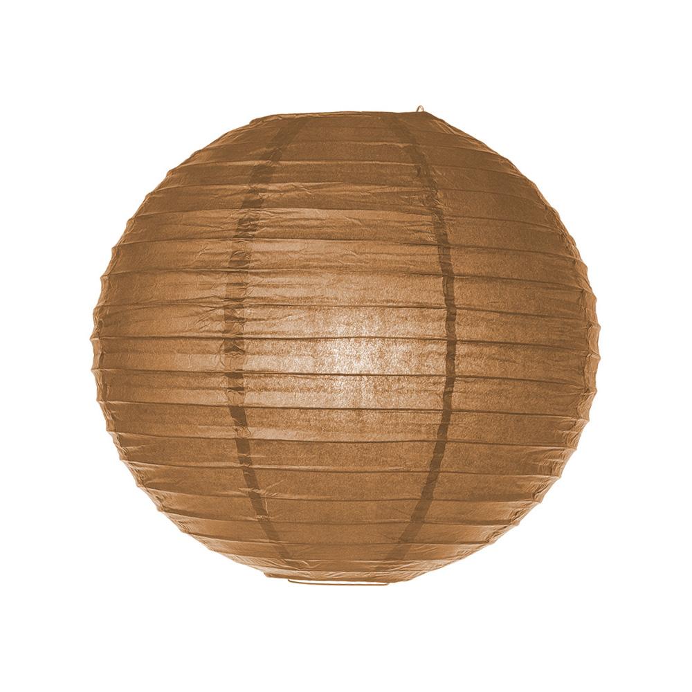 Decorative Paper Lantern - (Single, 18-Inch, Brown, Even Ribbing) Round Paper Lantern - Ideal Wedding and Party Decor Home Accent - AsianImportStore.com - B2B Wholesale Lighting and Decor
