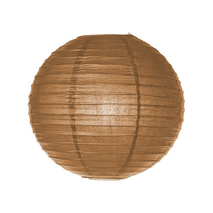 Decorative Paper Lantern - (Single, 18-Inch, Brown, Even Ribbing) Round Paper Lantern - Ideal Wedding and Party Decor Home Accent - AsianImportStore.com - B2B Wholesale Lighting and Decor