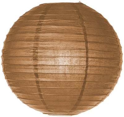 Decorative Paper Lantern - (Single, 18-Inch, Brown, Even Ribbing) Round Paper Lantern - Ideal Wedding and Party Decor Home Accent - AsianImportStore.com - B2B Wholesale Lighting and Decor