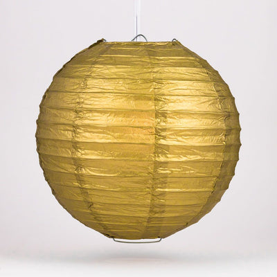 4" Gold Round Paper Lantern, Even Ribbing, Hanging Decoration (10 PACK) - AsianImportStore.com - B2B Wholesale Lighting and Decor
