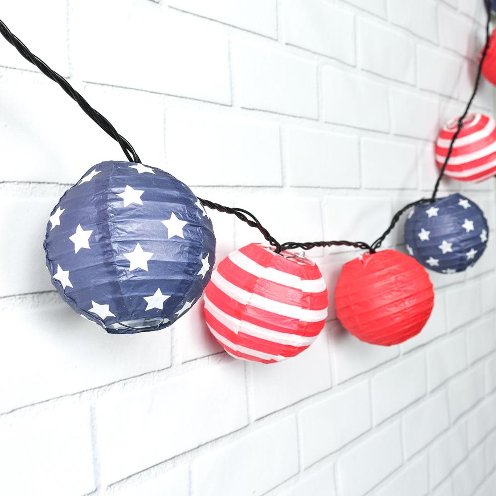 4" 4th of July Red, White and Blue Round Paper Lantern, Even Ribbing, Hanging Decoration (10 PACK) - AsianImportStore.com - B2B Wholesale Lighting and Decor