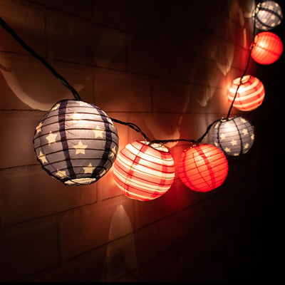 4" 4th of July Red, White and Blue Round Paper Lantern, Even Ribbing, Hanging Decoration (10 PACK) - AsianImportStore.com - B2B Wholesale Lighting and Decor