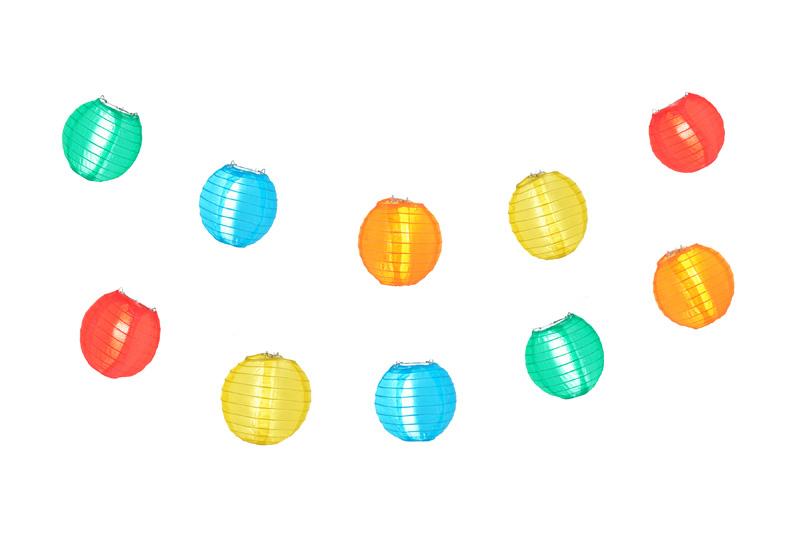 4 Inch Multi-Color Round Shimmering Nylon Lanterns, Even Ribbing, Hanging (10-PACK) Decoration - AsianImportStore.com - B2B Wholesale Lighting and Decor