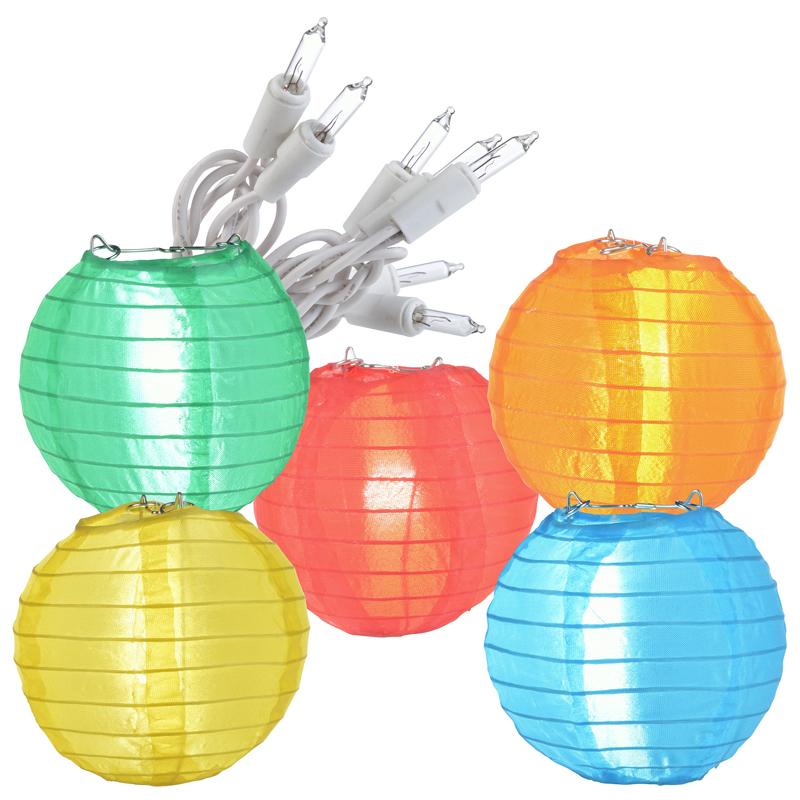 4 Inch Multi-Color Round Shimmering Nylon Lanterns, Even Ribbing, Hanging (10-PACK) Decoration - AsianImportStore.com - B2B Wholesale Lighting and Decor