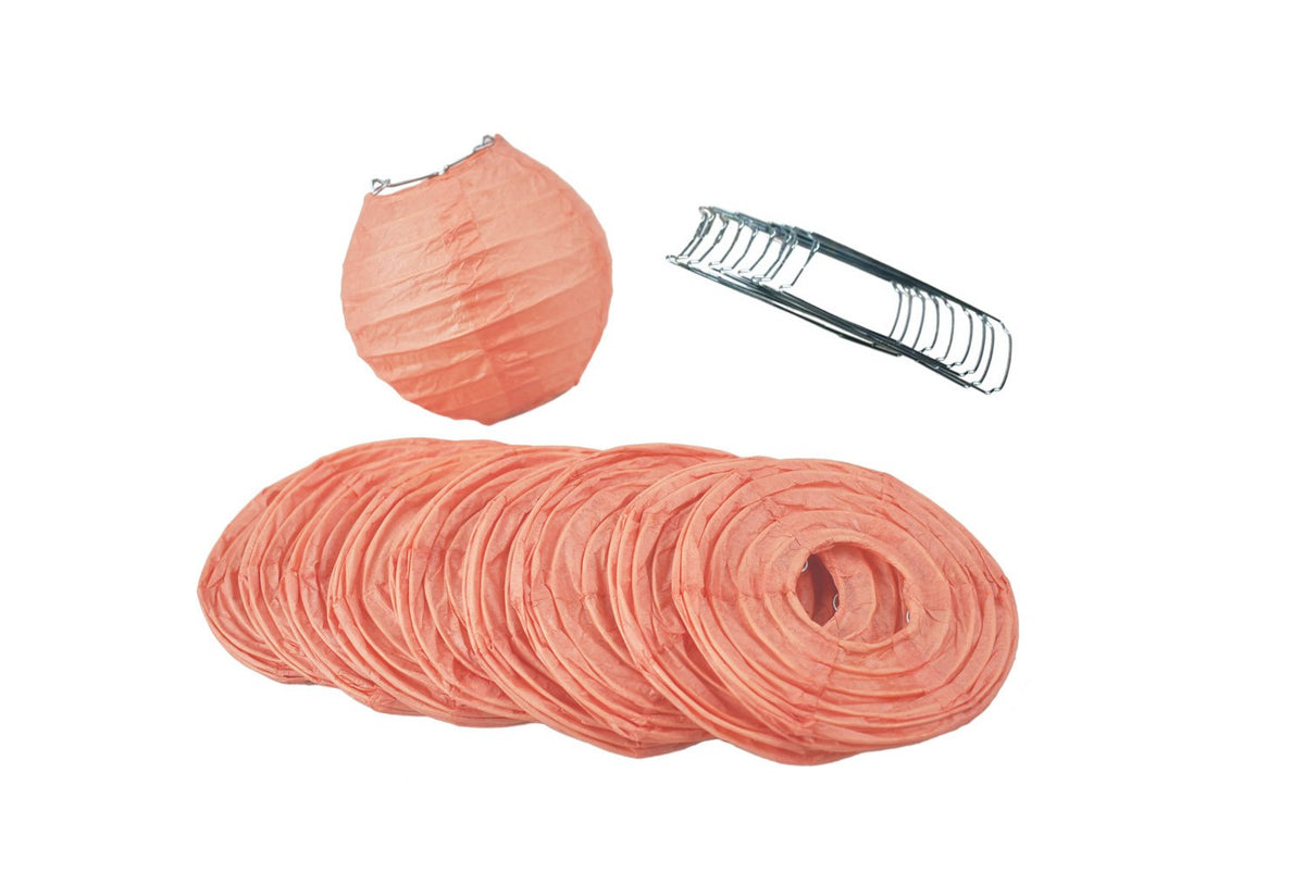 4" Roseate / Pink Coral Round Paper Lantern, Even Ribbing, Hanging Decoration (10 PACK) - AsianImportStore.com - B2B Wholesale Lighting and Decor