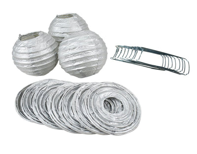 4" Silver Round Paper Lantern, Even Ribbing, Hanging Decoration (10 PACK) - AsianImportStore.com - B2B Wholesale Lighting and Decor