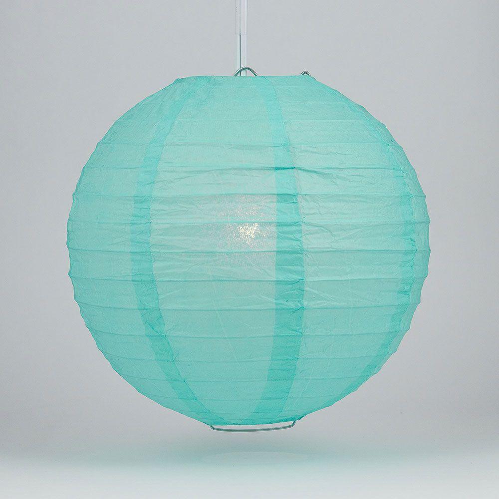 4" Water Blue Round Paper Lantern, Even Ribbing, Hanging Decoration (10 PACK) - AsianImportStore.com - B2B Wholesale Lighting and Decor