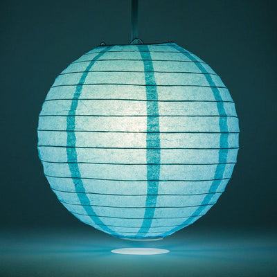 4" Water Blue Round Paper Lantern, Even Ribbing, Hanging Decoration (10 PACK) - AsianImportStore.com - B2B Wholesale Lighting and Decor