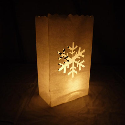 Snowflake Paper Luminaries / Luminary Lantern Bags Path Lighting (10 PACK) - AsianImportStore.com - B2B Wholesale Lighting & Decor since 2002
