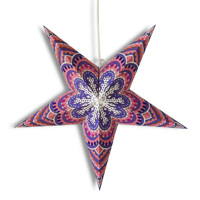 3-PACK + Cord | 24" Purple Snowflake Paper Star Lantern and Lamp Cord Hanging Decoration - AsianImportStore.com - B2B Wholesale Lighting and Decor