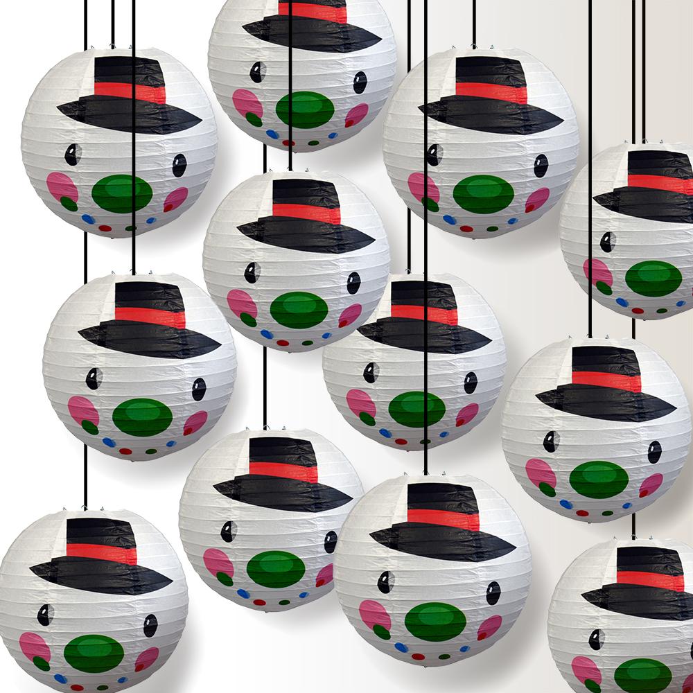 12 PACK | 14" Frosty Snowman Christmas Holiday Paper Lantern - AsianImportStore.com - B2B Wholesale Lighting and Decor