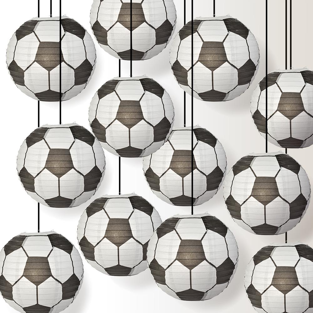 12 PACK | Soccer Ball / Futbol Paper Lantern Shaped Sports Hanging Decoration - AsianImportStore.com - B2B Wholesale Lighting and Decor