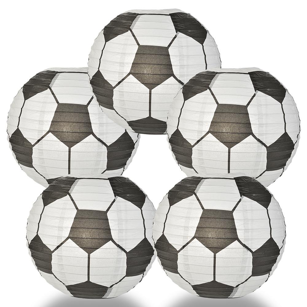 5 PACK | Soccer Ball / Futbol Paper Lantern Shaped Sports Hanging Decoration - AsianImportStore.com - B2B Wholesale Lighting and Decor