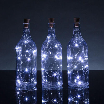 3 Pack | 3 Ft 10 Super Bright Cool White LED Solar Operated Wine Bottle lights With Cork DIY Fairy String Light For Home Wedding Party Decoration - AsianImportStore.com - B2B Wholesale Lighting and Decor