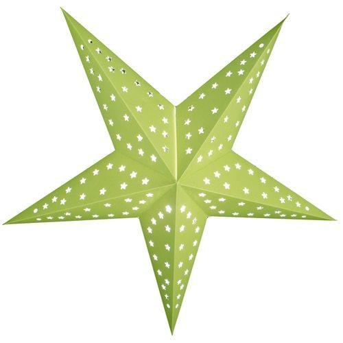 3-PACK + Cord | Chartreuse Green Starry Night 24" Illuminated Paper Star Lanterns and Lamp Cord Hanging Decorations - AsianImportStore.com - B2B Wholesale Lighting and Decor