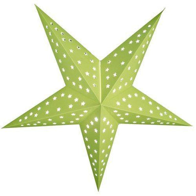 3-PACK + Cord | Chartreuse Green Starry Night 24" Illuminated Paper Star Lanterns and Lamp Cord Hanging Decorations - AsianImportStore.com - B2B Wholesale Lighting and Decor