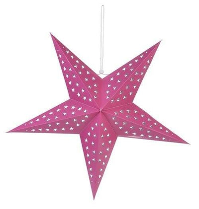 3-PACK + Cord | Fuchsia Pink Starry Night 24" Illuminated Paper Star Lanterns and Lamp Cord Hanging Decorations - AsianImportStore.com - B2B Wholesale Lighting and Decor